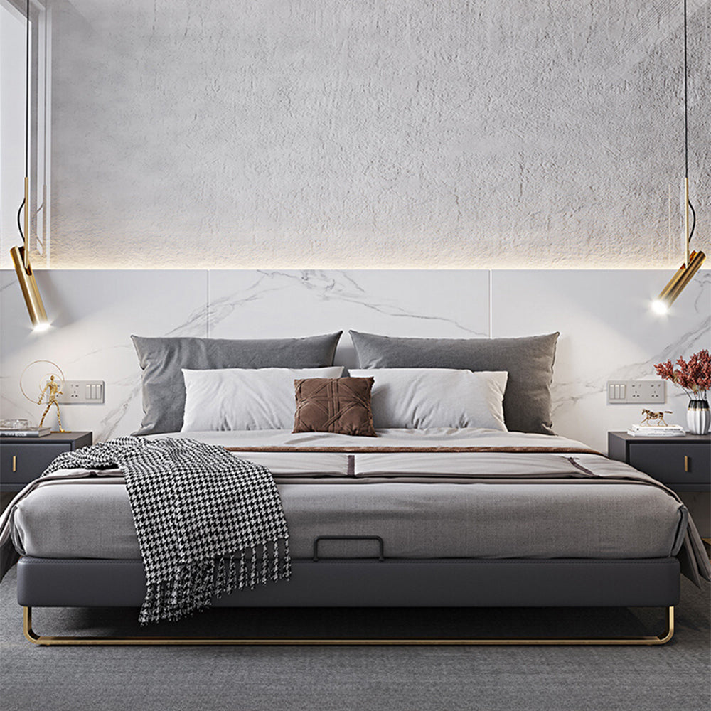 LIVARA B1145 150/180cm Length Solid Wood Headless Bed- Gray