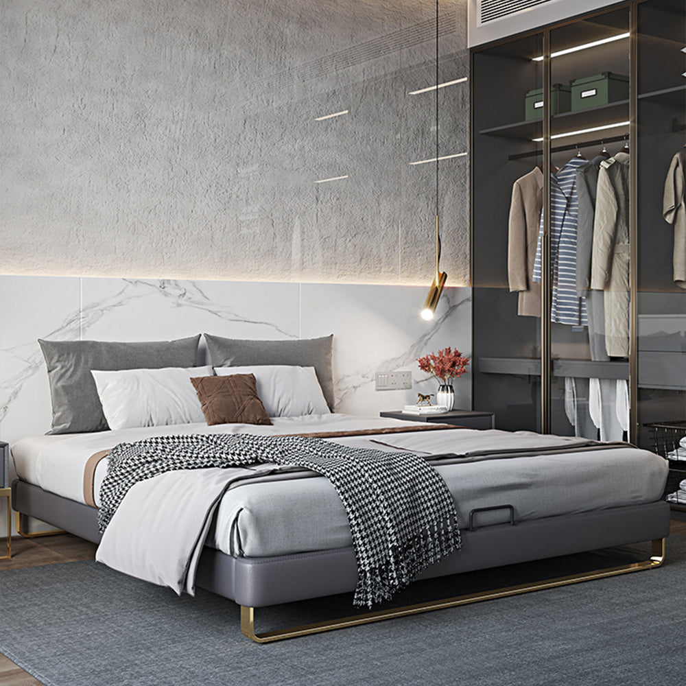 LIVARA B1145 150/180cm Length Solid Wood Headless Bed- Gray