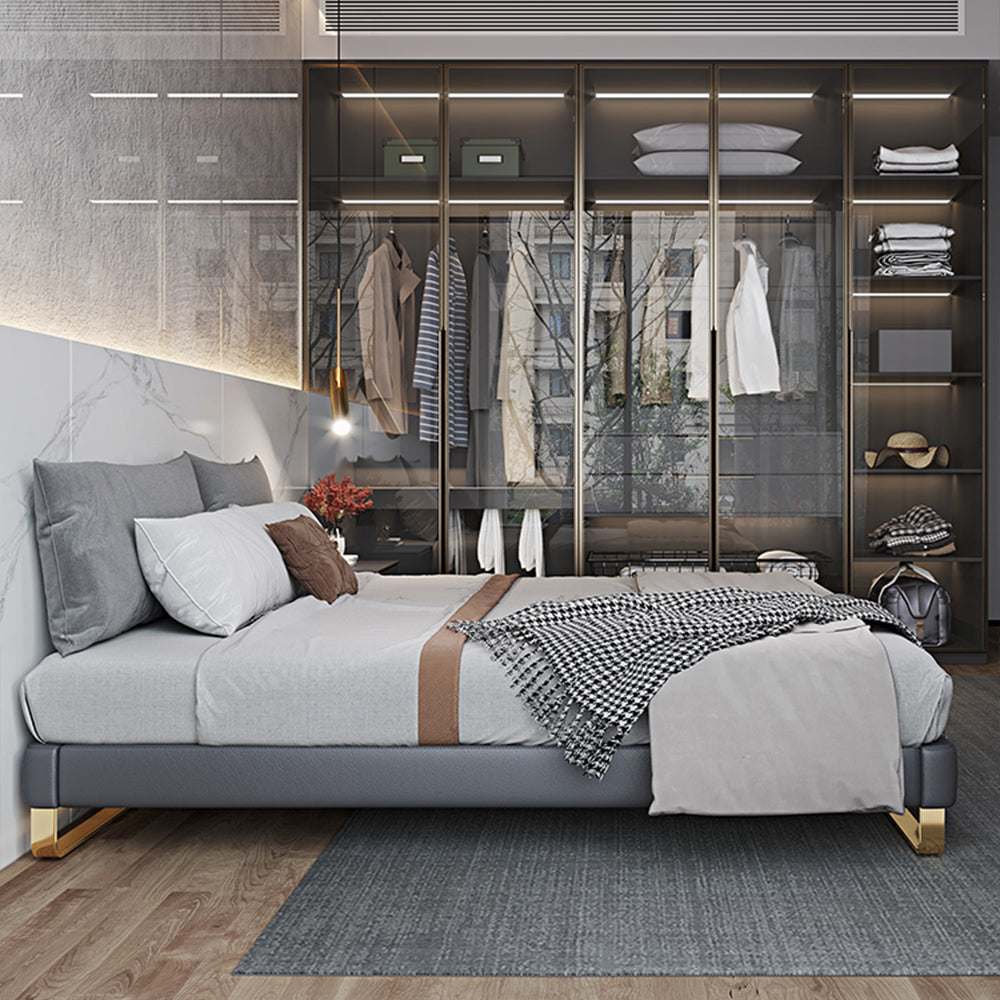 LIVARA B1145 150/180cm Length Solid Wood Headless Bed- Gray