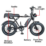 750W 48V R1ZCC Snow Bicycle 20-inch Electric Bike EBike Battery