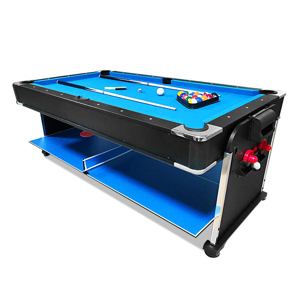 VERSA 4-IN-1 8FT Convertible Table Air Hockey, Pool Billiards, Dining, and Table Tennis for Billiard Game Rooms with Free Accessories - Blue Felt