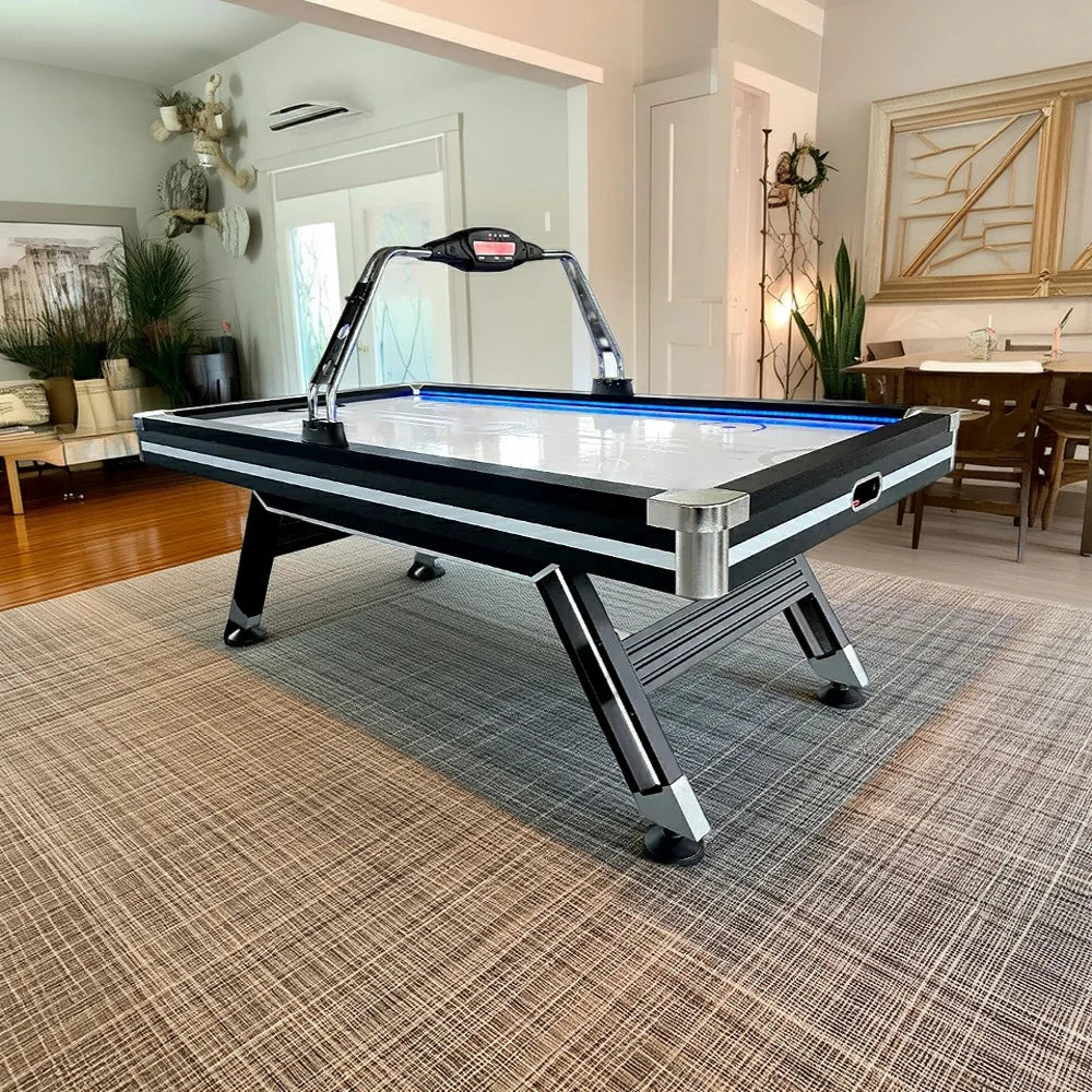 AIRMAX 7.5FT Air Hockey Table, LED Electronic Scoring System, Strong Support, Precise Ball Rebound, Durable Design - Black