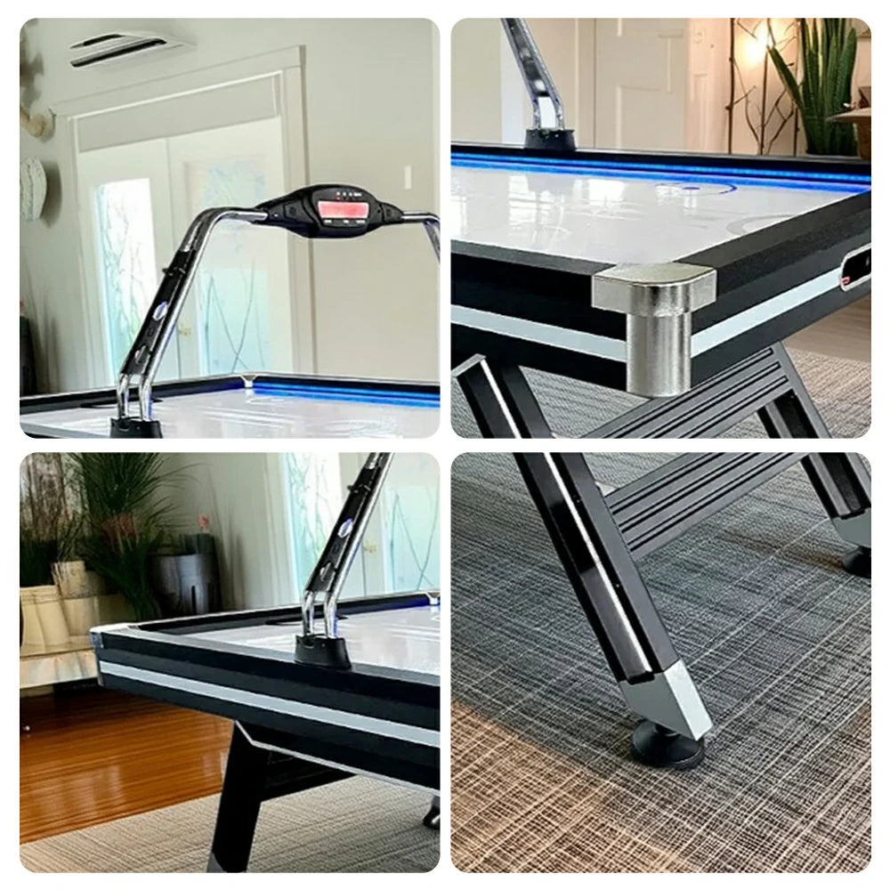 AIRMAX 7.5FT Air Hockey Table, LED Electronic Scoring System, Strong Support, Precise Ball Rebound, Durable Design - Black