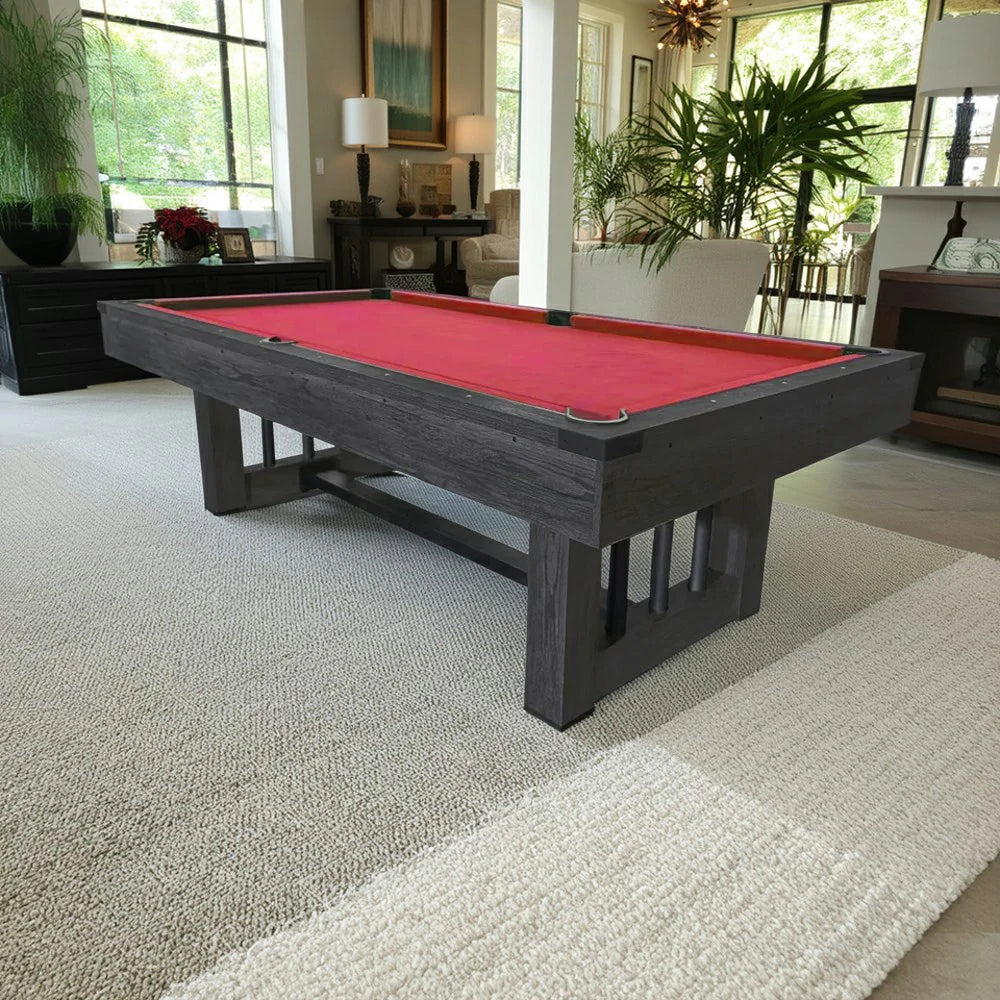 CUETIQ 8FT KD Pool Table, Half KD Construction, Precise Ball Rebound, Strong Support, Durable Design - Wood&Black