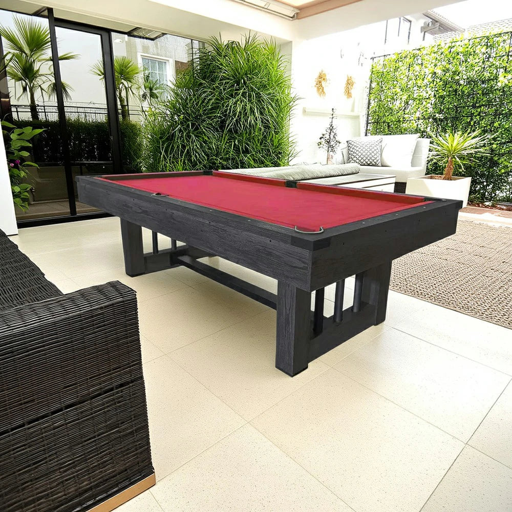 CUETIQ 7FT KD Pool Table, Half KD Construction, Precise Ball Rebound, Strong Support, Durable Design - Black&Wood