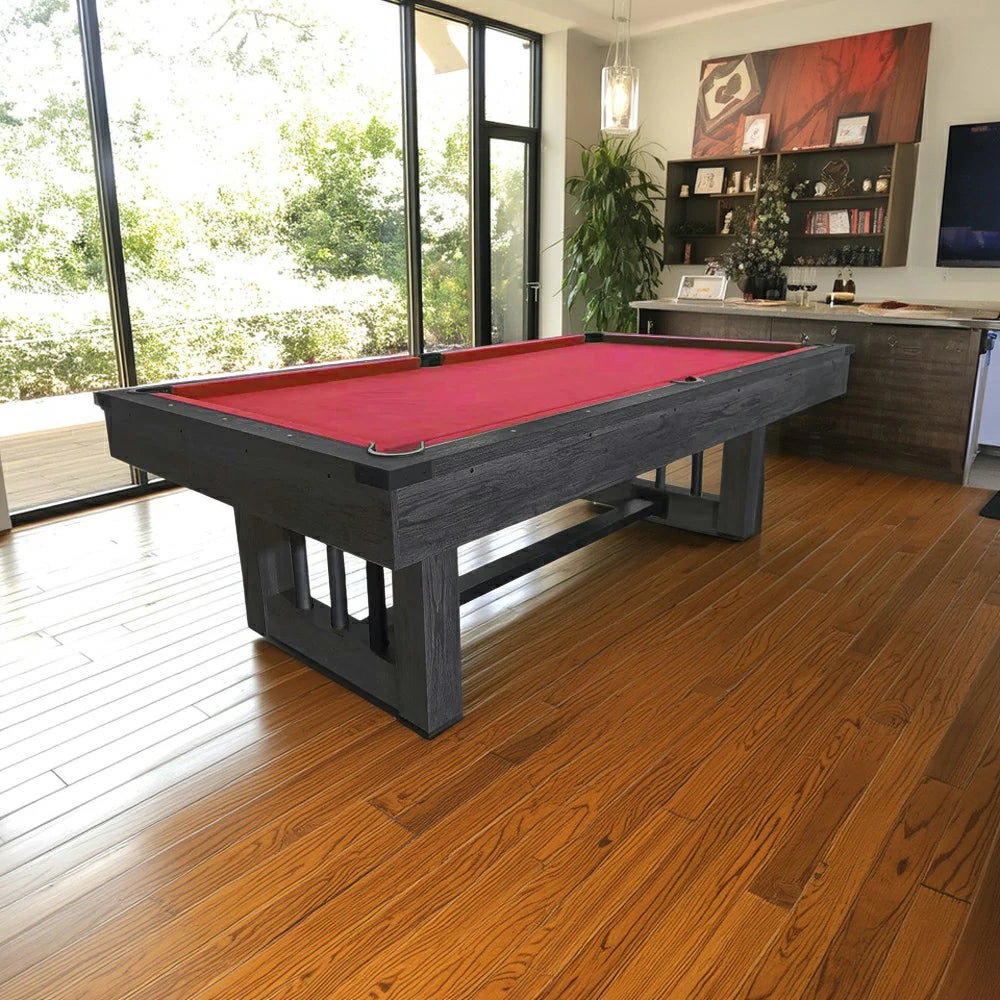 CUETIQ 7FT KD Pool Table, Half KD Construction, Precise Ball Rebound, Strong Support, Durable Design - Black&Wood