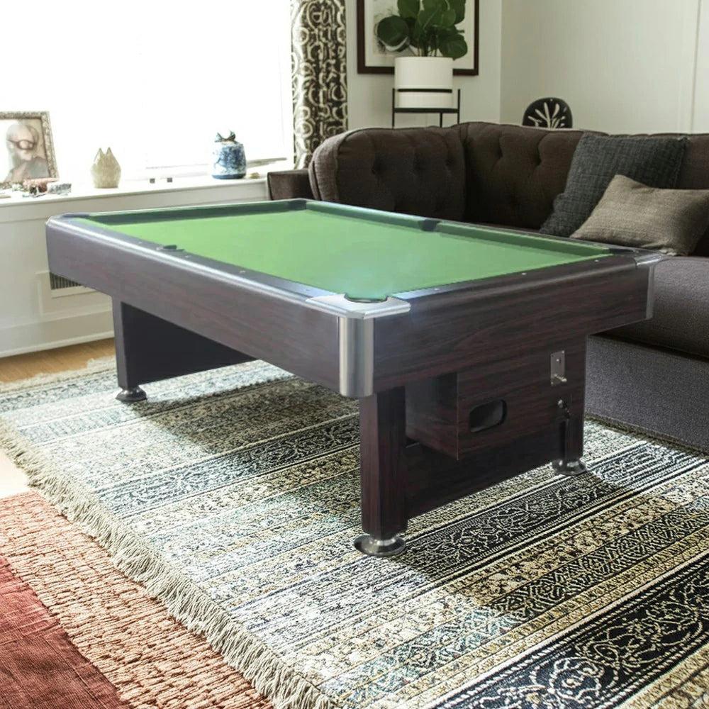 CUETIQ 7FT Pool Table - Professional Billiards Table, Heavy-Duty Frame, Luxury Modern Design, Adjustable 120mm Metal Legs, Precision Rubber Trimmings - Brown