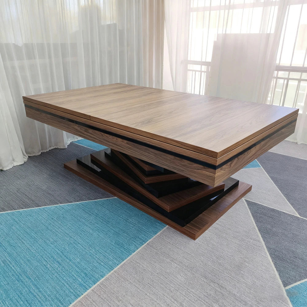 CUETIQ GE17 7FT/8FT/9FT Luxury Pool Table – Solid Wood Frame, Wool Cloth, Leather Pockets, Distinctive Leg Design, Premium Stability, Dining Table Top Cover