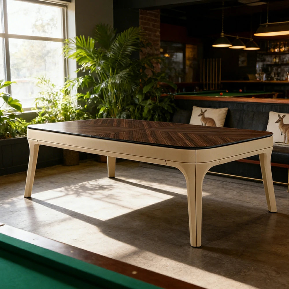 CUETIQ 2.4/2.6/2.9m Luxury Billiard Dining Table - Dual-Use Pool & Dining Design, Premium Construction, Modern Elegant Style - Khaki