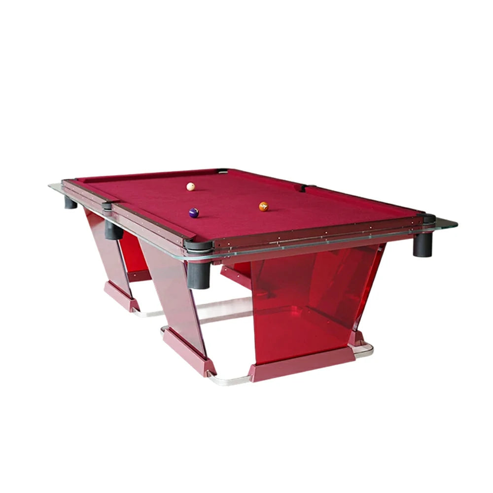 CUETIQ Billiard Table - 304 Stainless Steel Frame, Premium Construction, Professional Full-Size Design for Home & Commercial Use - Flame Red