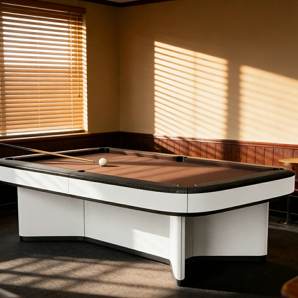 CUETIQ Luxury Designer Billiard Table 2.68m/2.96m - Squared-Round Sculptural Design, Precision Craftsmanship, Premium Materials - White