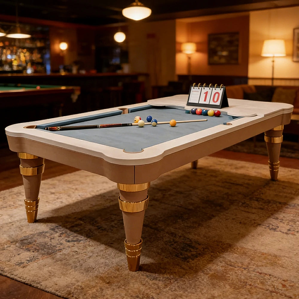 CUETIQ Luxury Designer Billiard Table 2.68m/2.97m - Sculptural Contemporary Design, Precision Craftsmanship, Premium Materials - Blue