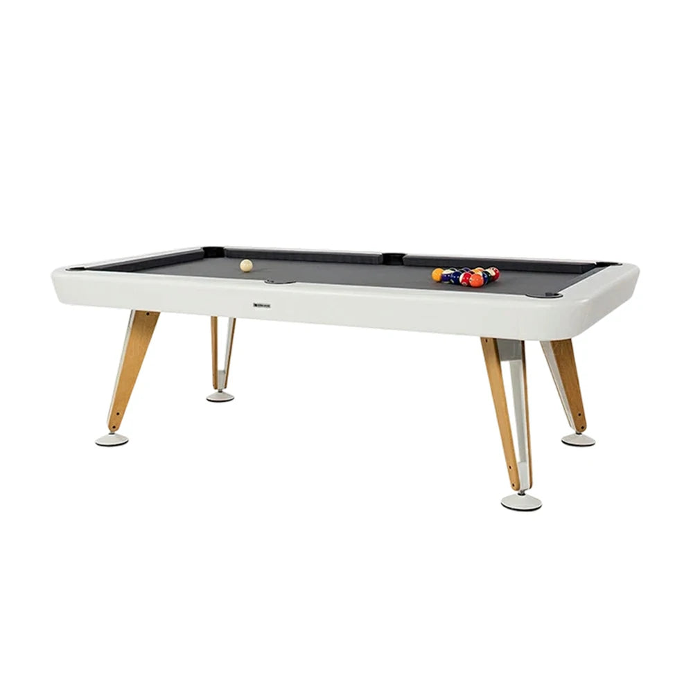 CUETIQ Italian Luxury Billiard Table - Sculptural Minimalist Design, Solid Wood Legs, Precision Metal Base, Premium Craftsmanship - Pearl White