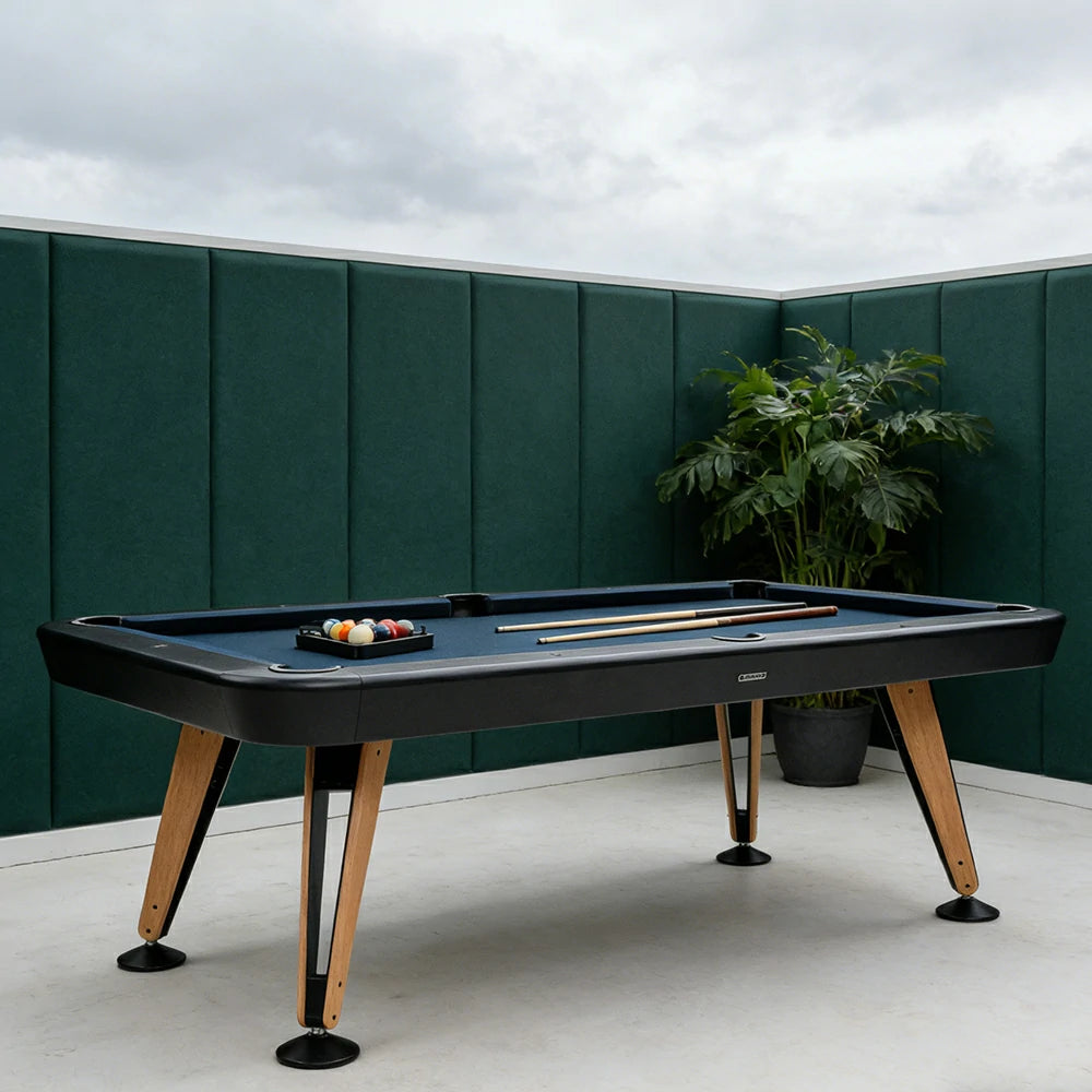 CUETIQ Italian Luxury Billiard Table - Sculptural Minimalist Design, Solid Wood Legs, Precision Metal Base, Premium Craftsmanship - Phantom Black