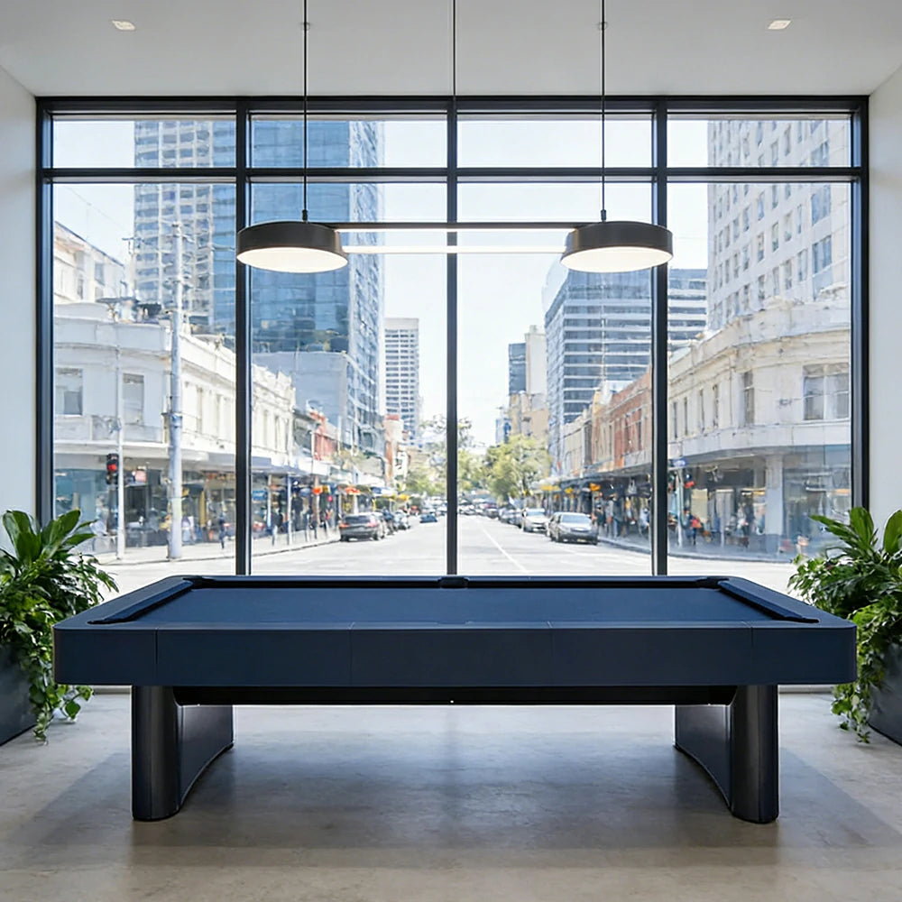 CUETIQ Italian Luxury Billiard Table - Sculptural Minimalist Design, Solid Wood Legs, Precision Metal Base, Premium Craftsmanship - Klein Blue