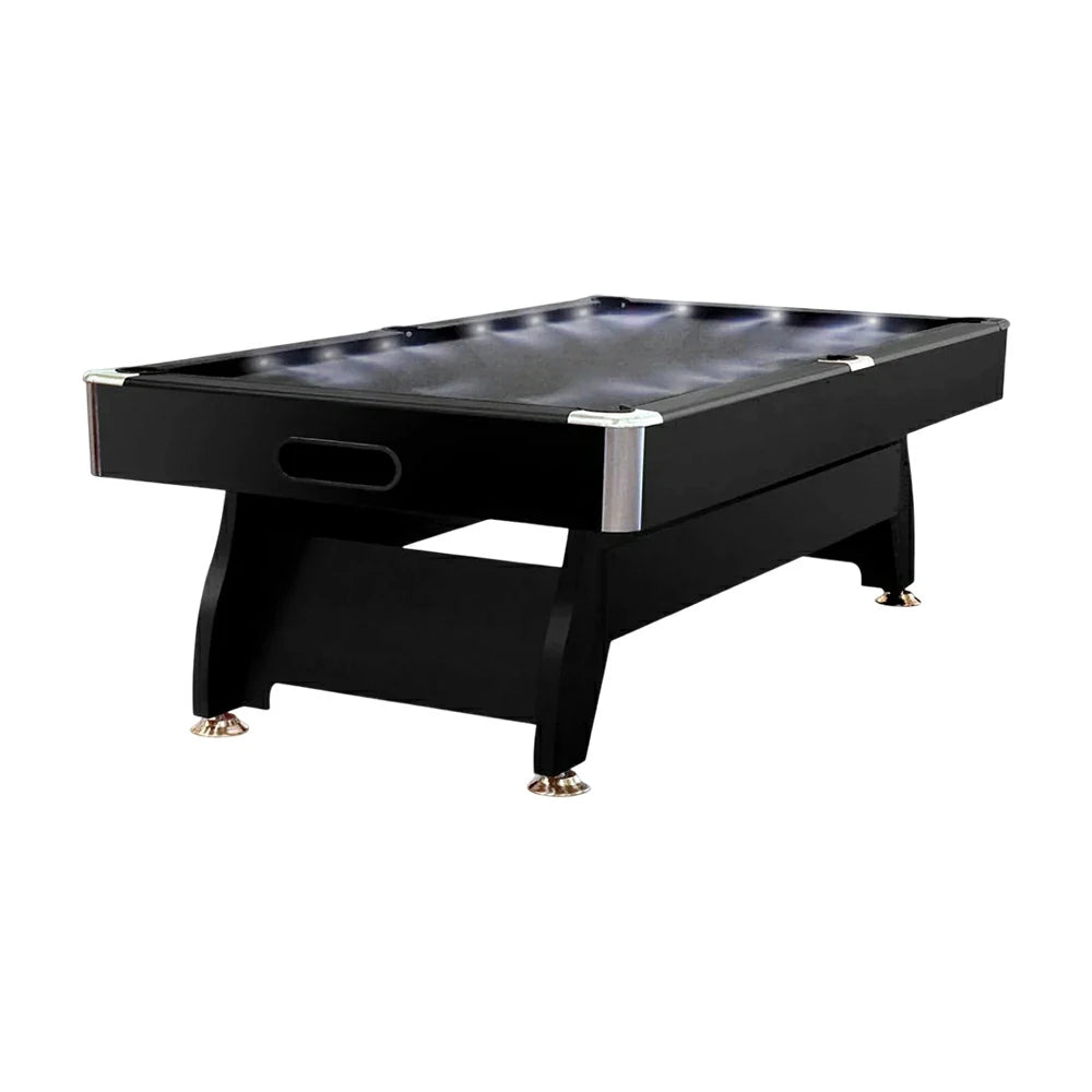 CUETIQ 9FT  LED Pool Table - Built-in LED Lighting Professional Play Home Game Set - Black