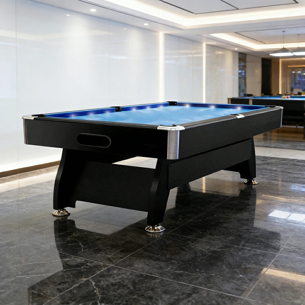 CUETIQ 9FT  LED Pool Table - Built-in LED Lighting Professional Play Home Game Set - Blue