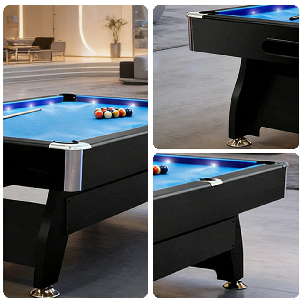 CUETIQ 9FT  LED Pool Table - Built-in LED Lighting Professional Play Home Game Set - Blue