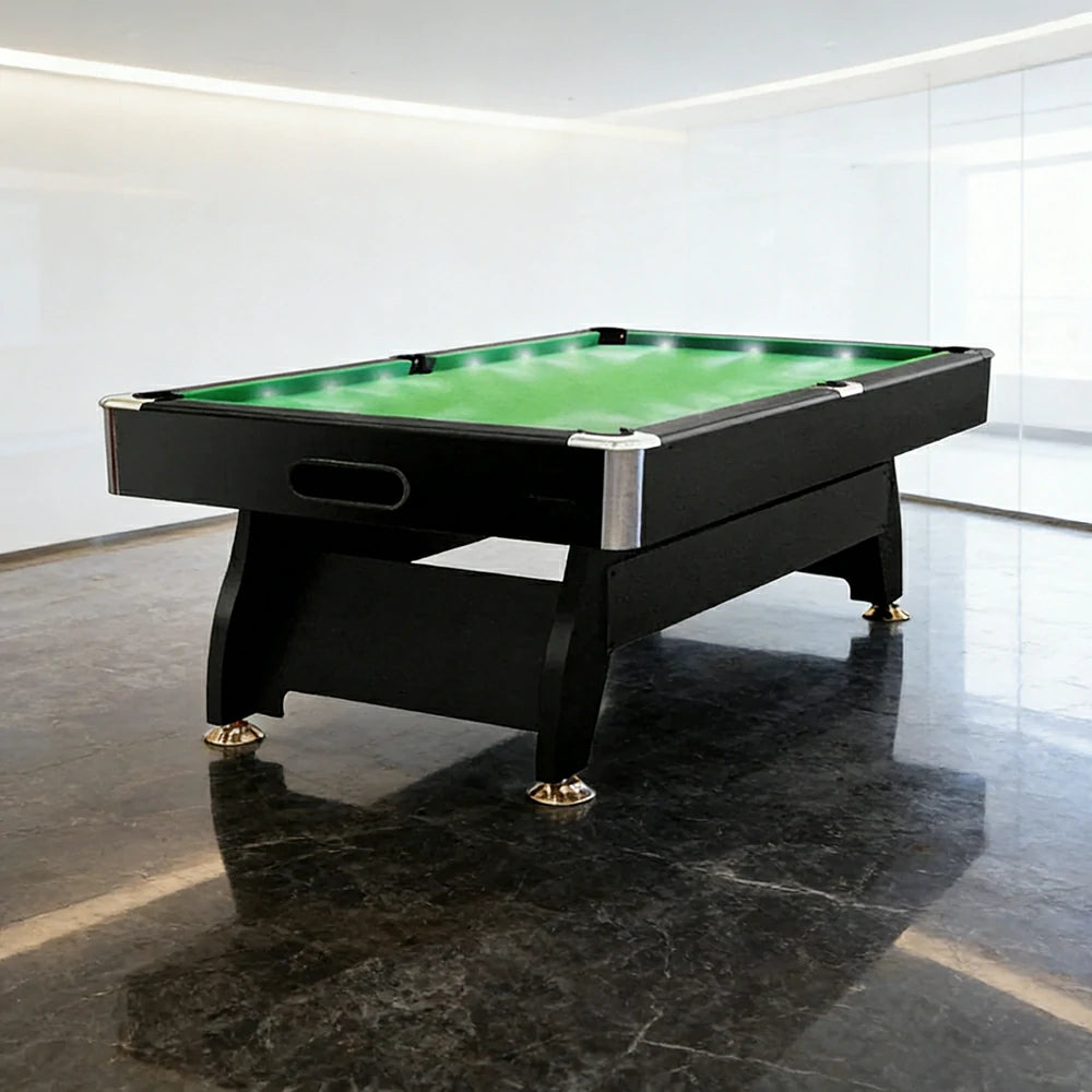 CUETIQ 9FT  LED Pool Table - Built-in LED Lighting Professional Play Home Game Set - Green