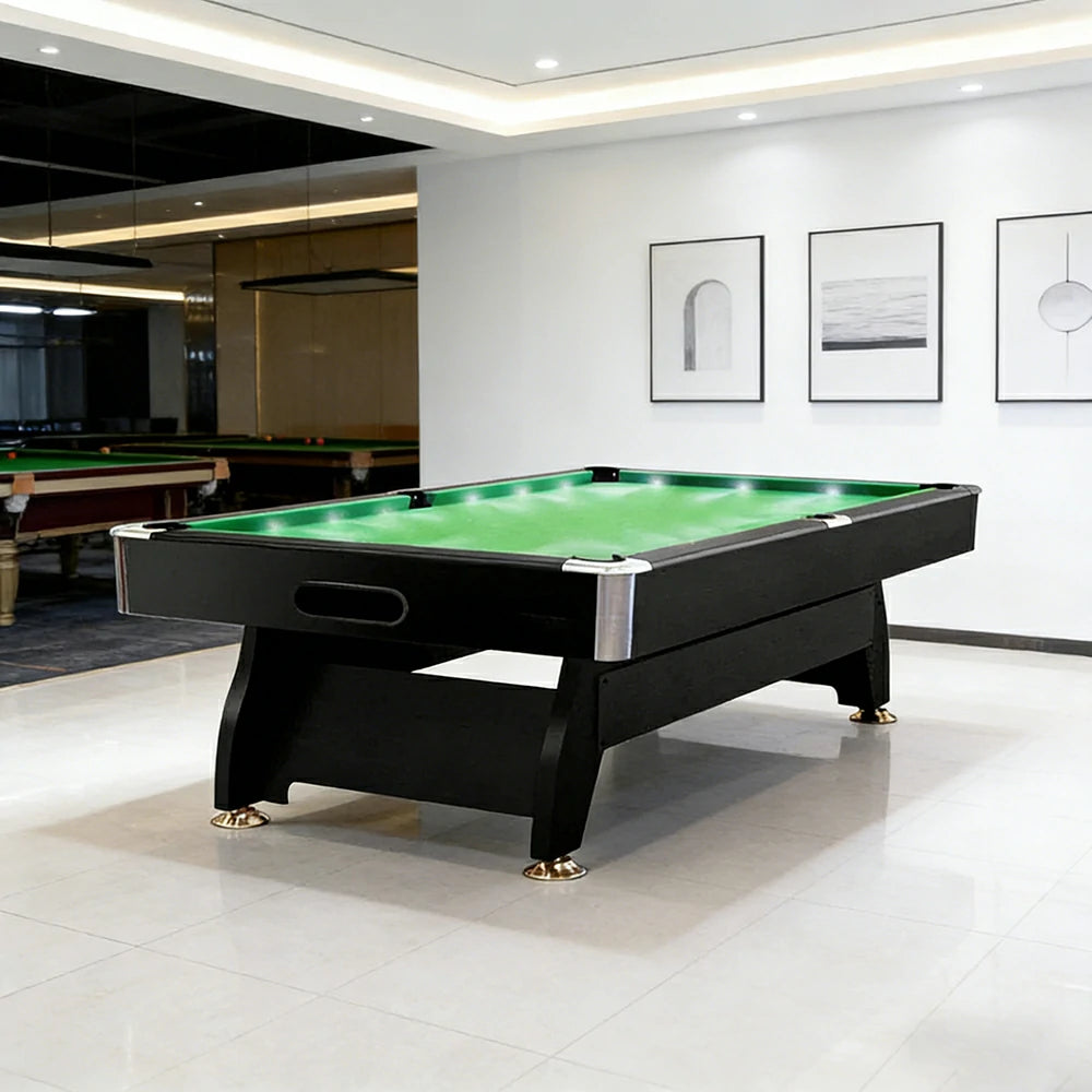 CUETIQ 9FT  LED Pool Table - Built-in LED Lighting Professional Play Home Game Set - Green