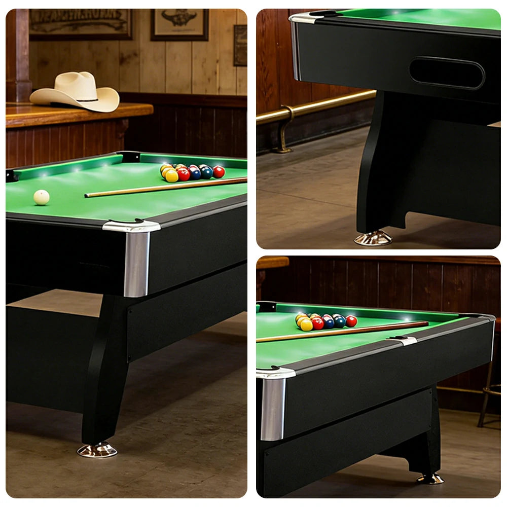 CUETIQ 9FT  LED Pool Table - Built-in LED Lighting Professional Play Home Game Set - Green