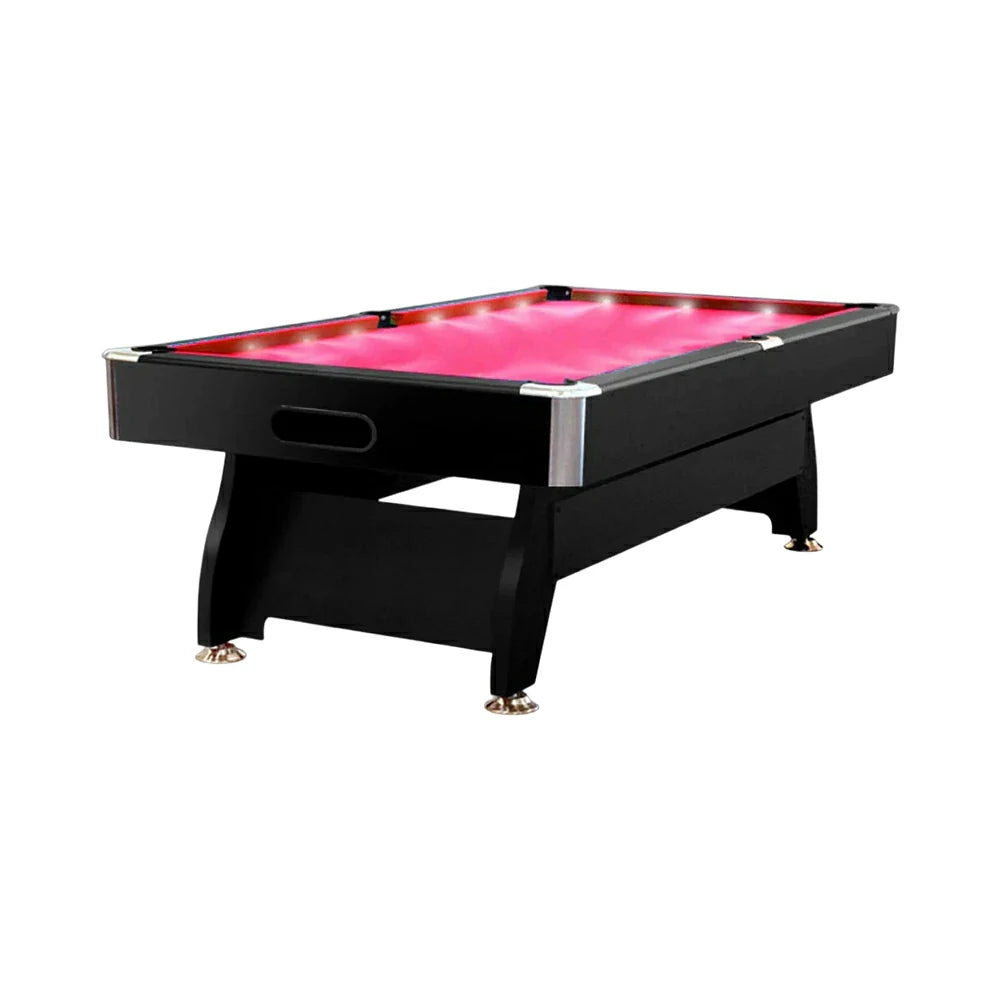 CUETIQ 9FT  LED Pool Table - Built-in LED Lighting Professional Play Home Game Set - Red