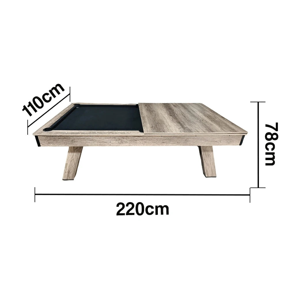 CUETIQ LM 7/8FT 3-in-1 Billiards / Table Tennis / Dining Table - Black Felt, Silver Mist Frame, Free Accessories