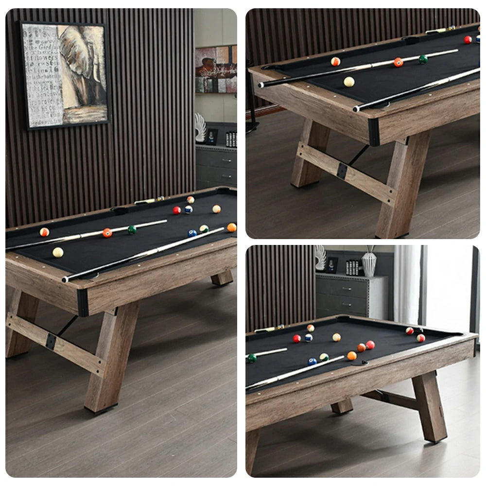 CUETIQ LM 7/8FT 3-in-1 Billiards / Table Tennis / Dining Table - Black Felt, Silver Mist Frame, Free Accessories