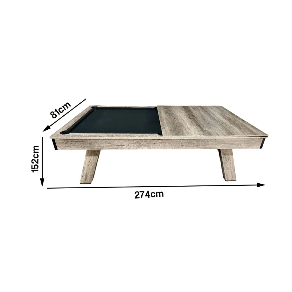 CUETIQ LM 9FT 3-in-1 Billiards / Table Tennis / Dining Table - Black Felt, Silver Mist Frame, Free Accessories