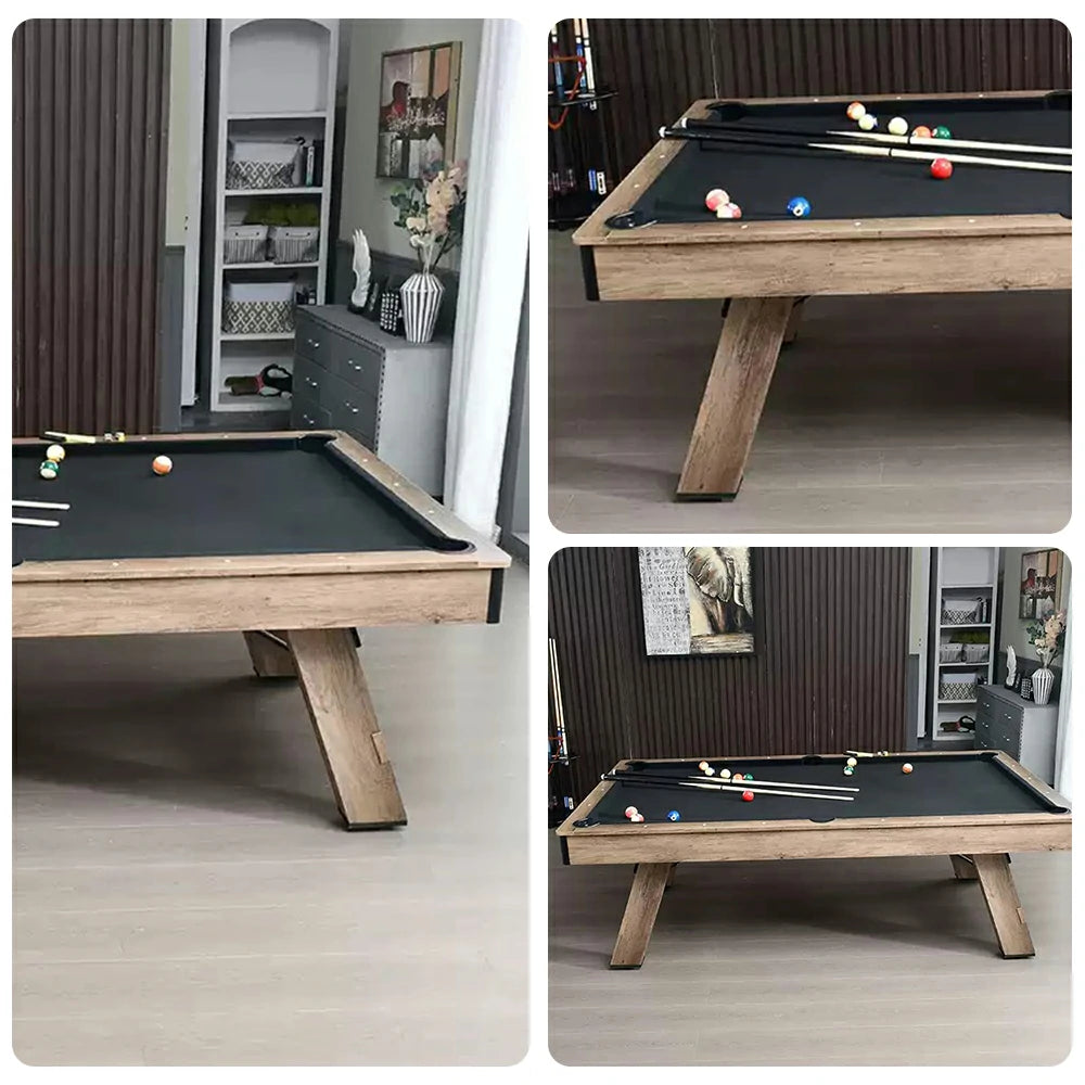 CUETIQ LM 9FT 3-in-1 Billiards / Table Tennis / Dining Table - Black Felt, Silver Mist Frame, Free Accessories
