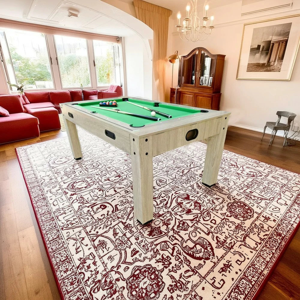 CUETIQ 6FT/7FT 4-in-1 Flip Pool Table - Billiards, Air Hockey, Table Tennis & Dining Top, Space-Saving Design, Smooth Felt Surface, Durable MDF Frame, Free Accessories