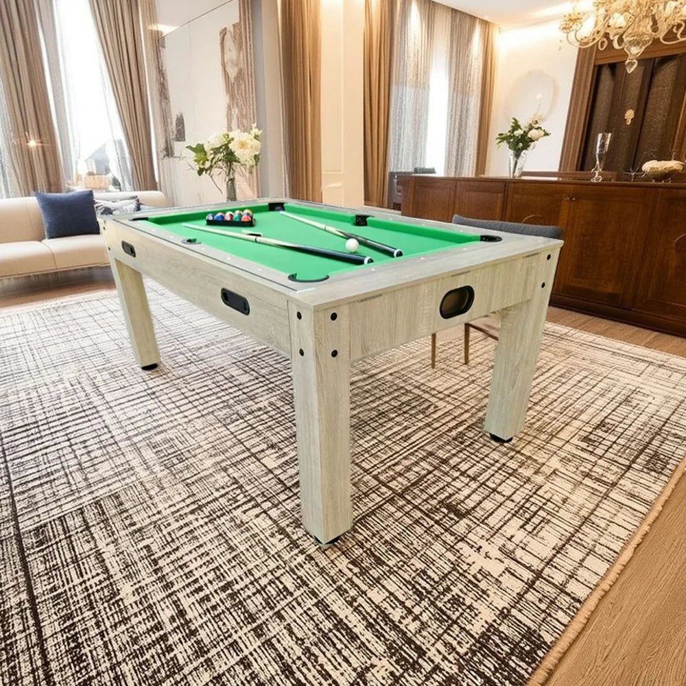 CUETIQ 6FT/7FT 4-in-1 Flip Pool Table - Billiards, Air Hockey, Table Tennis & Dining Top, Space-Saving Design, Smooth Felt Surface, Durable MDF Frame, Free Accessories