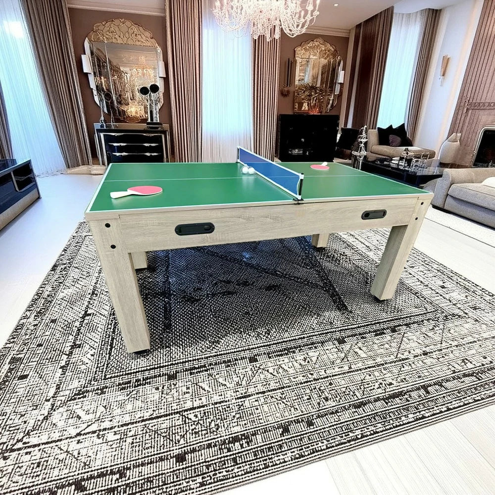 CUETIQ 6FT/7FT 4-in-1 Flip Pool Table - Billiards, Air Hockey, Table Tennis & Dining Top, Space-Saving Design, Smooth Felt Surface, Durable MDF Frame, Free Accessories