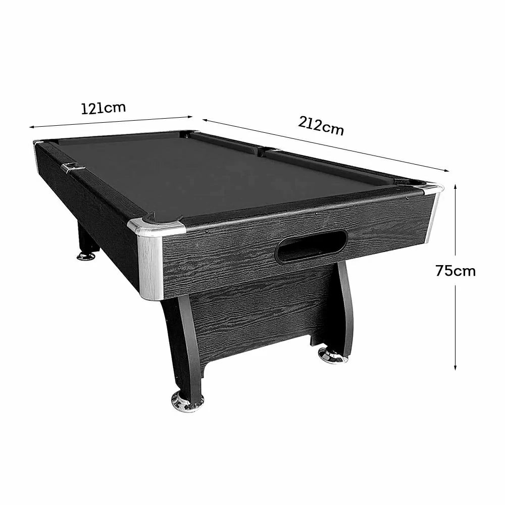 CUETIQ 9FT MDF Pool Snooker Billiard Table - Modern Luxury Design with Ball Return System, Adjustable Leg Levellers, Full Accessories Included - Black Frame Black Felt