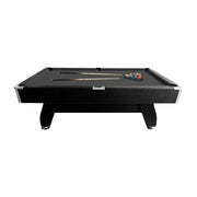 CUETIQ 9FT MDF Pool Snooker Billiard Table - Modern Luxury Design with Ball Return System, Adjustable Leg Levellers, Full Accessories Included - Black Frame Black Felt