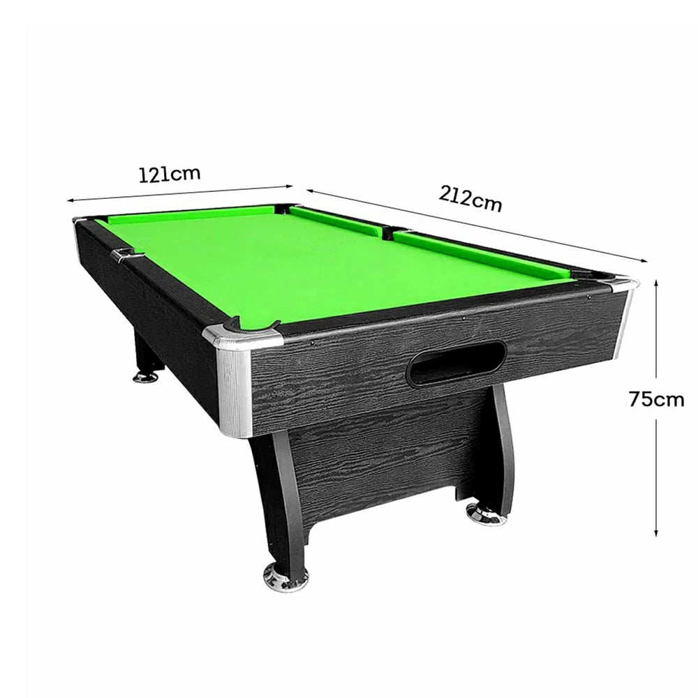 CUETIQ 9FT MDF Pool Snooker Billiard Table - Modern Luxury Design with Ball Return System, Adjustable Leg Levellers, Full Accessories Included - Black Frame Green Felt