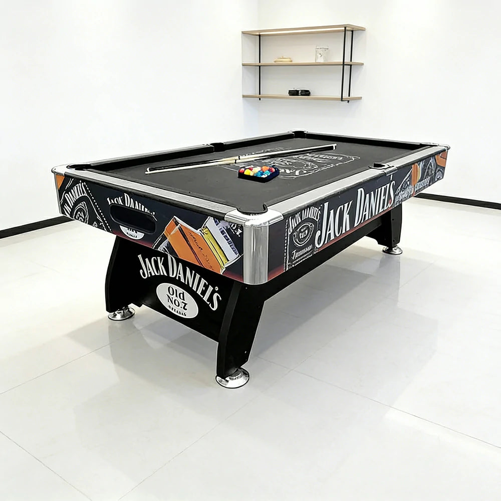 CUETIQ 9FT Pool Table Professional Billiards Table Durable MDF Construction Home Game Set - Black Frame Black