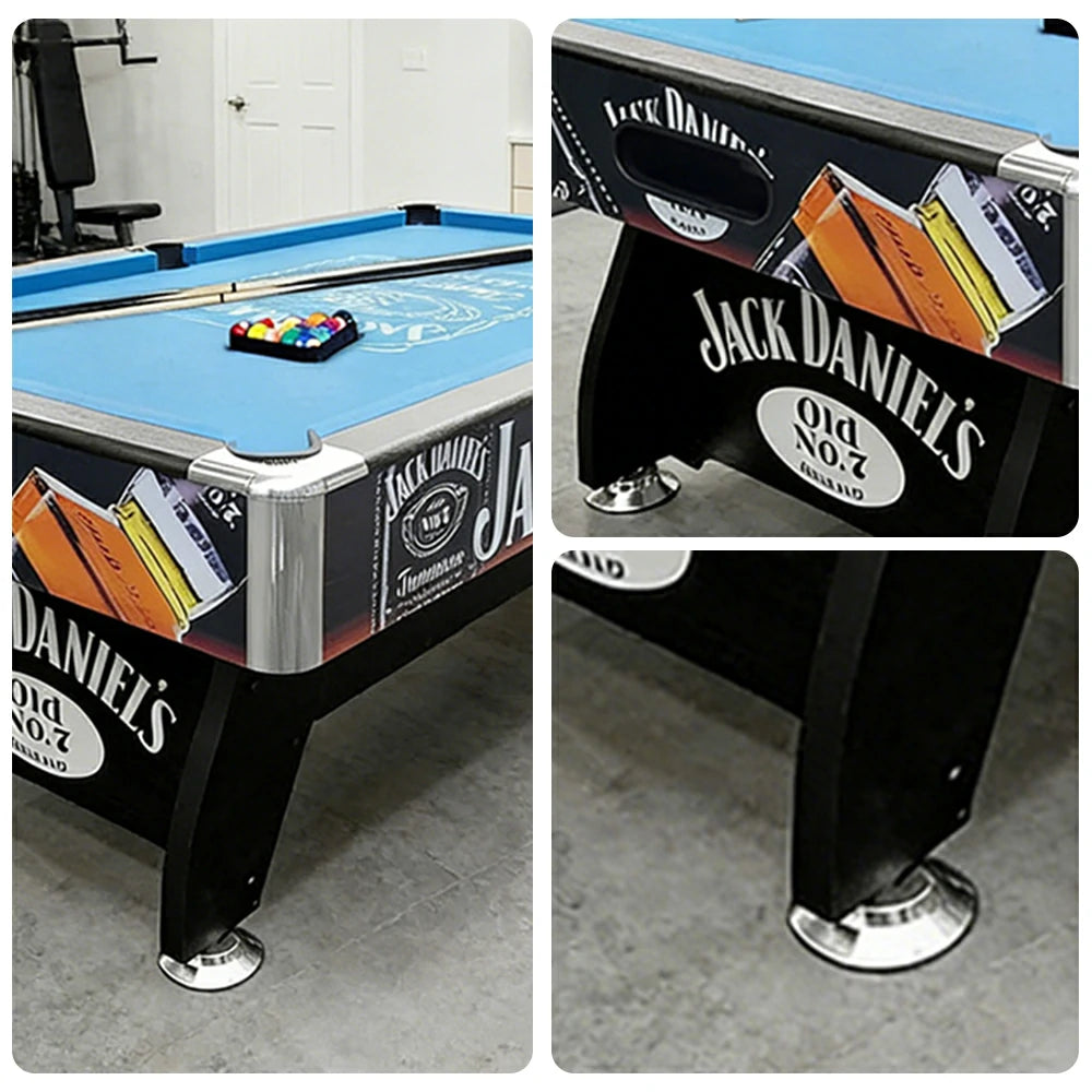 CUETIQ 9FT Pool Table Professional Billiards Table Durable MDF Construction Home Game Set - Black Frame Blue