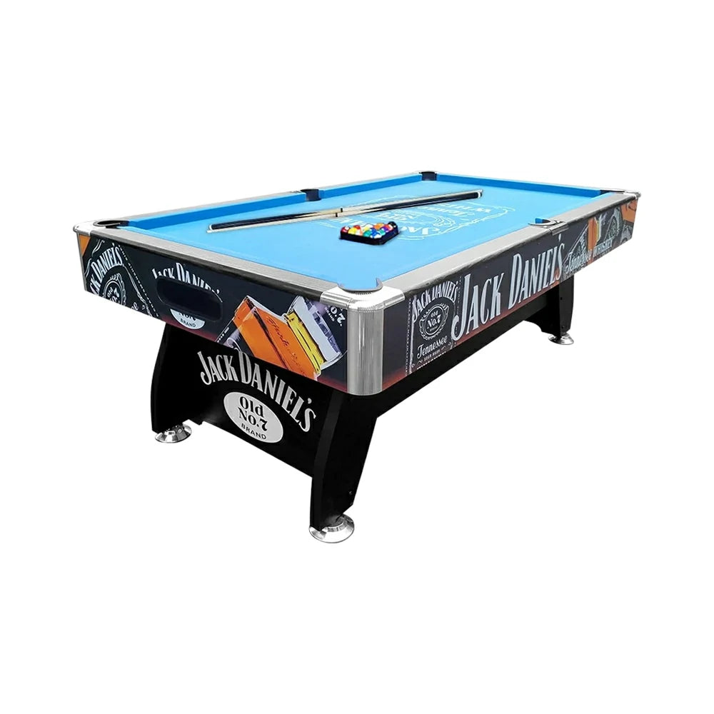 CUETIQ 9FT Pool Table Professional Billiards Table Durable MDF Construction Home Game Set - Black Frame Blue