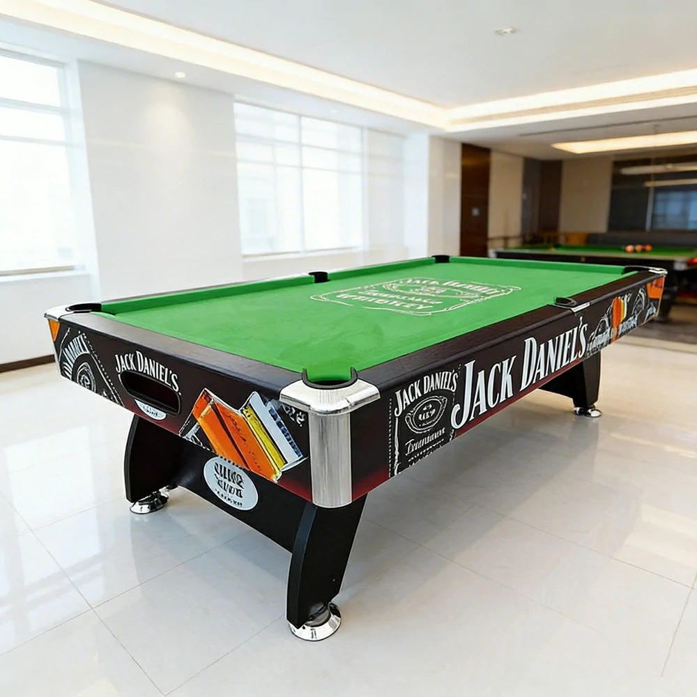 CUETIQ 9FT Pool Table Professional Billiards Table Durable MDF Construction Home Game Set - Black Frame Green