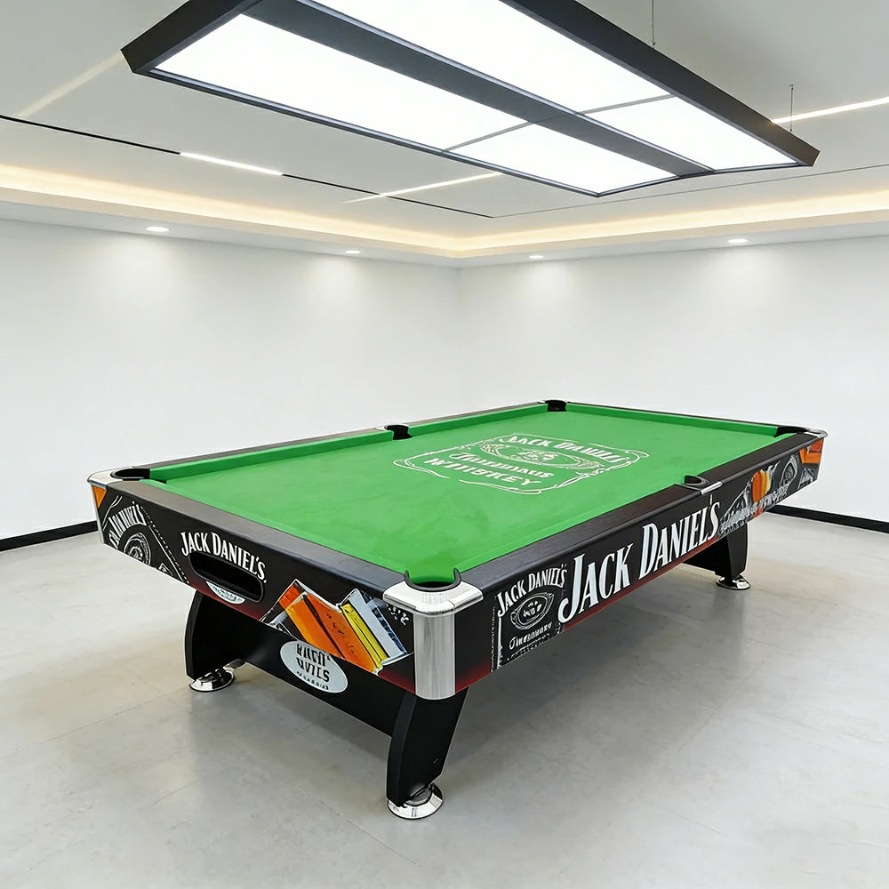 CUETIQ 9FT Pool Table Professional Billiards Table Durable MDF Construction Home Game Set - Black Frame Green