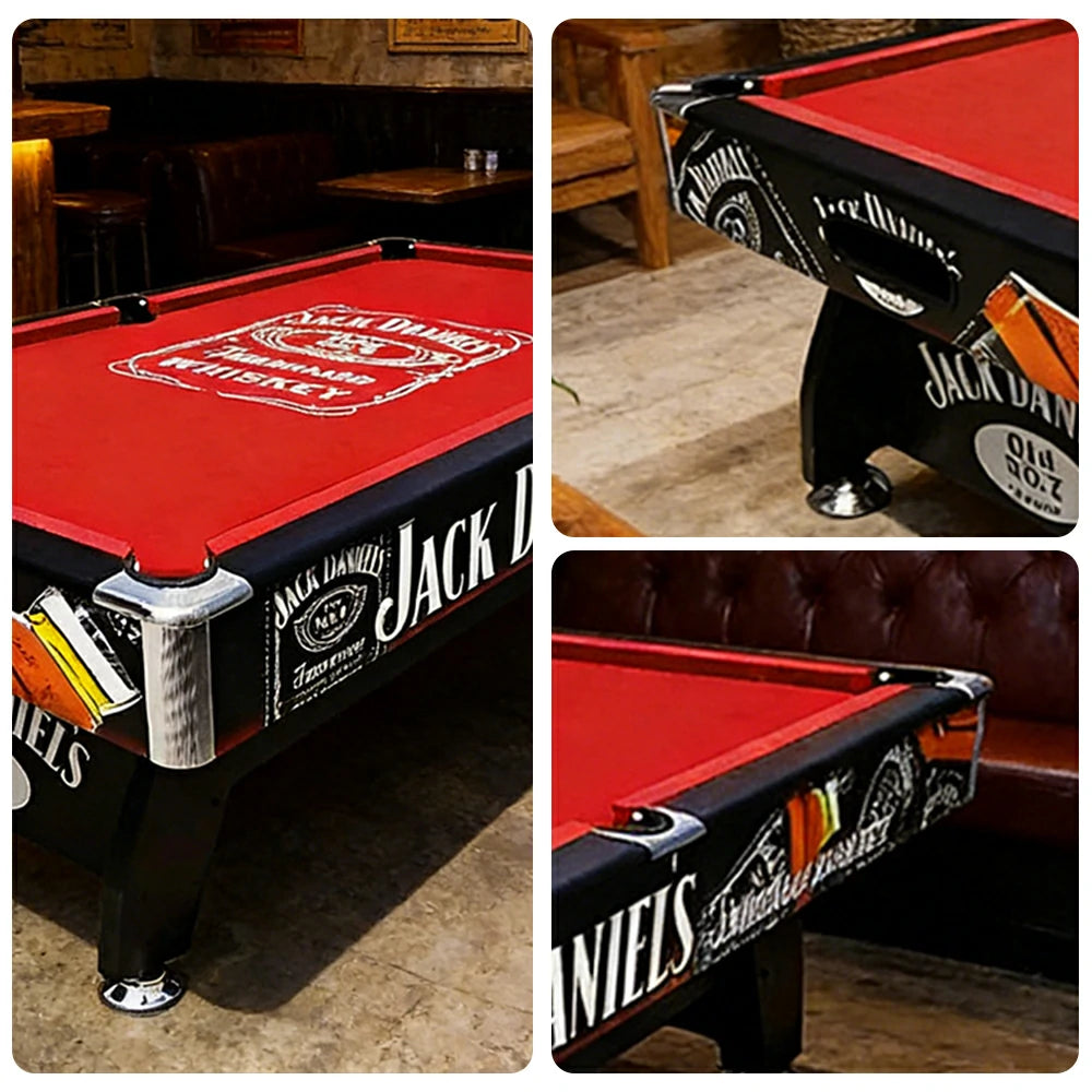 CUETIQ 9FT Pool Table Professional Billiards Table Durable MDF Construction Home Game Set - Black Frame Red