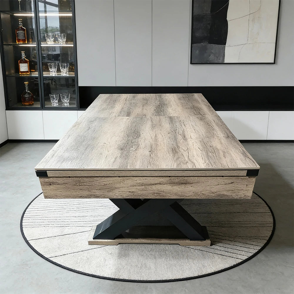 CUETIQ P028 Kingkong 7/8FT 3-in-1 Multi-Function Pool Table - Convertible to Ping Pong Table & Dining Table Top, MDF Construction - Black