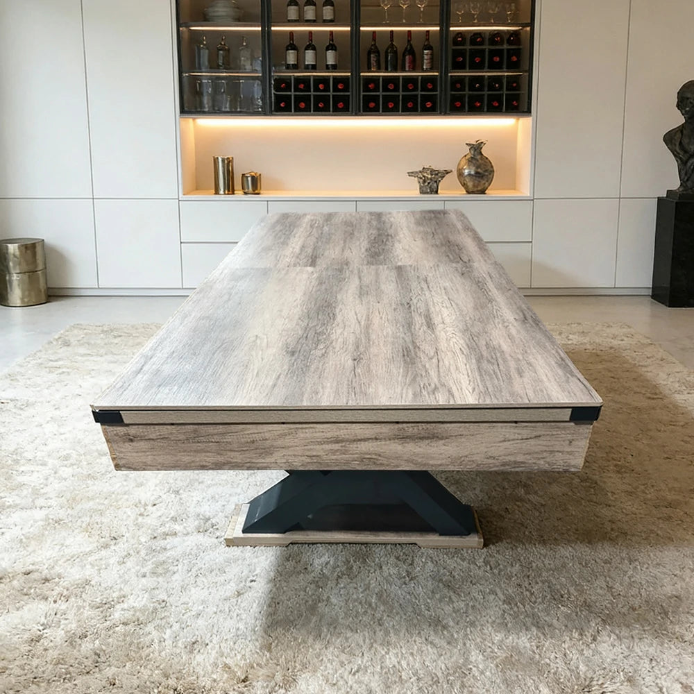 CUETIQ P028 Kingkong 7/8FT 3-in-1 Multi-Function Pool Table - Convertible to Ping Pong Table & Dining Table Top, MDF Construction - Black