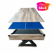 CUETIQ P028 Kingkong 7/8FT 3-in-1 Multi-Function Pool Table - Convertible to Ping Pong Table & Dining Table Top, MDF Construction - Black