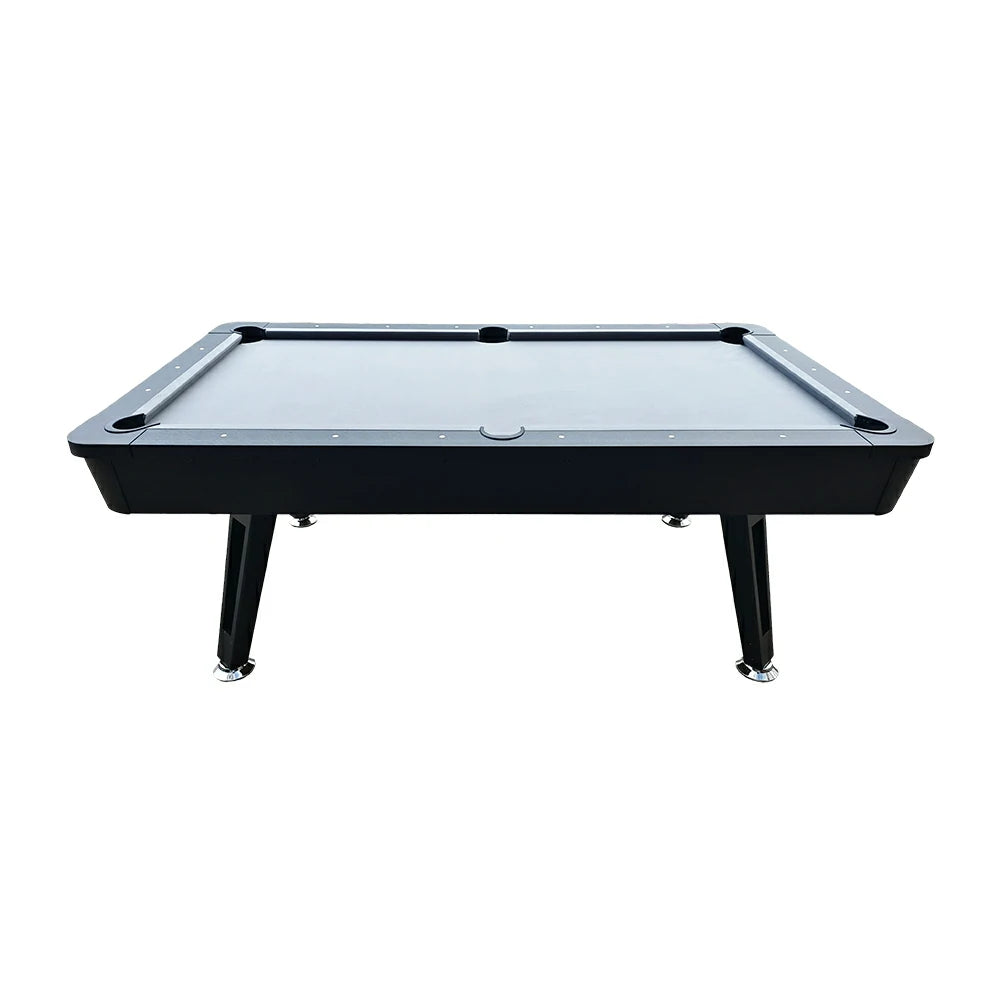 CUETIQ P032 7FT/8FT Modern MDF Billiard Table - Matte Grey Top, Heavy-Duty Metal Legs, Stable Four-Leg Design - Grey Black