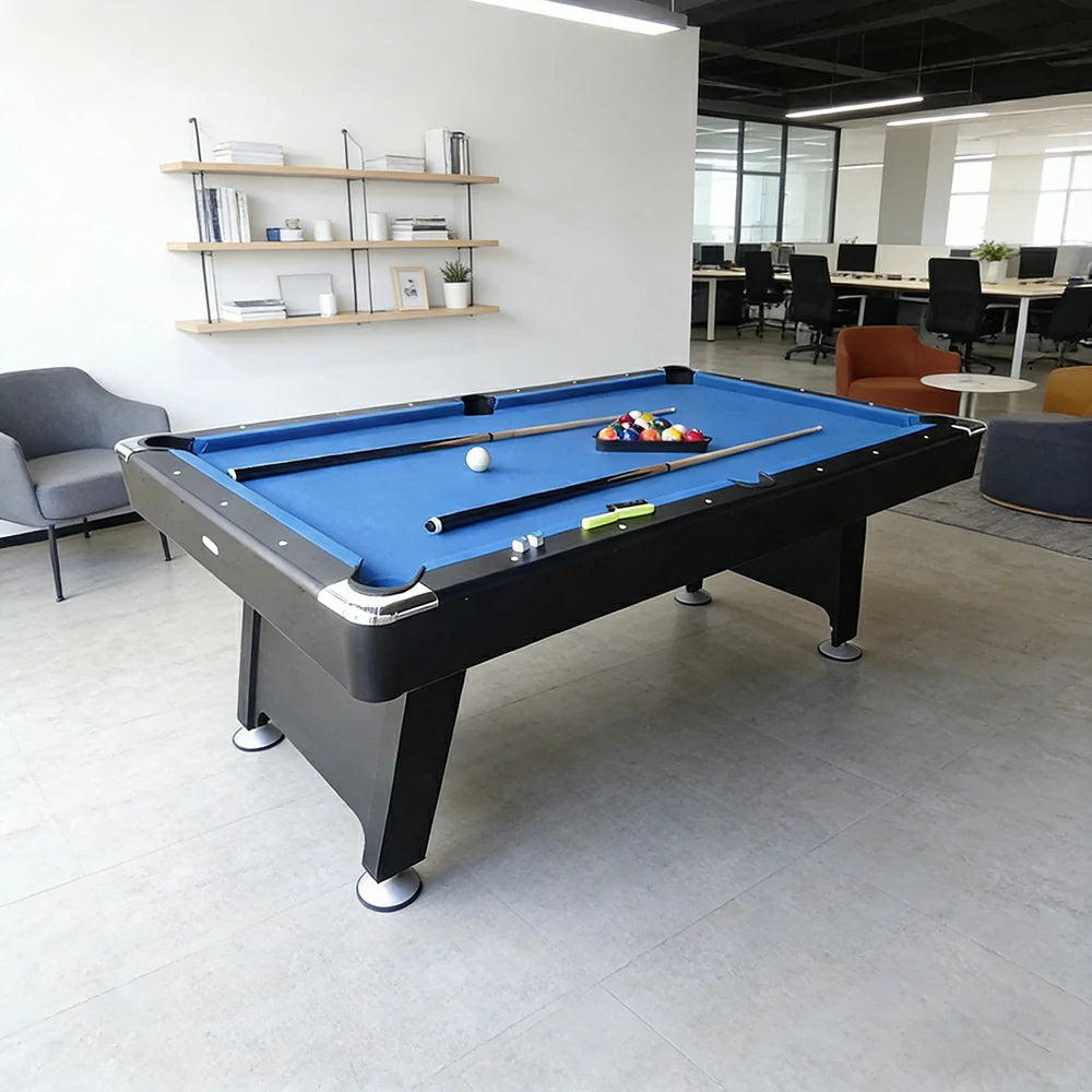 CUETIQ P033 7FT 3-in-1 Billiard Table - Pool Ping Pong Dining Combo, Heavy-Duty MDF, Modern Design - Blue Black