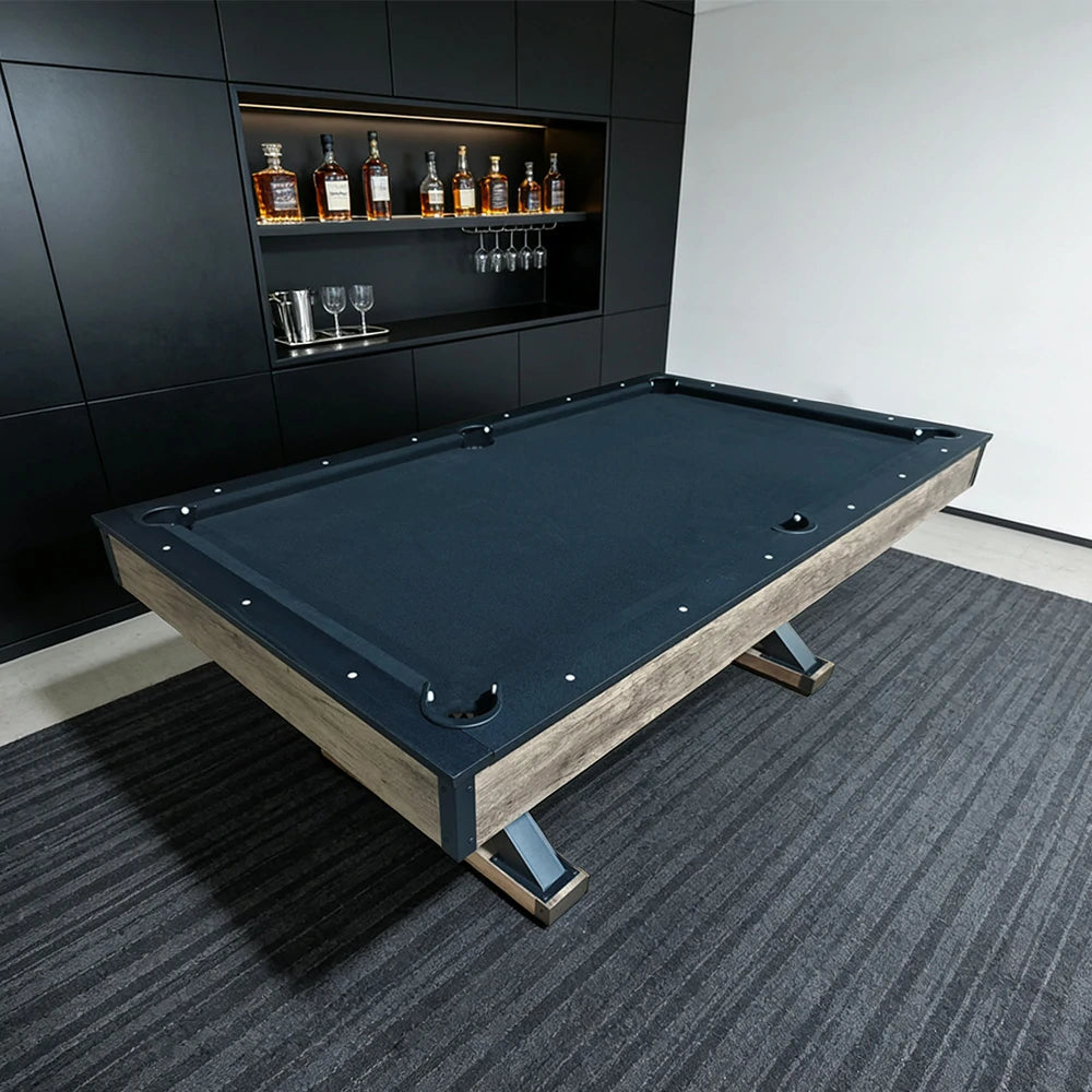 CUETIQ P046 7/8FT 3-in-1 Multi-Function Pool Table - Convertible to Ping Pong Table & Dining Table Top, MDF Construction - Black