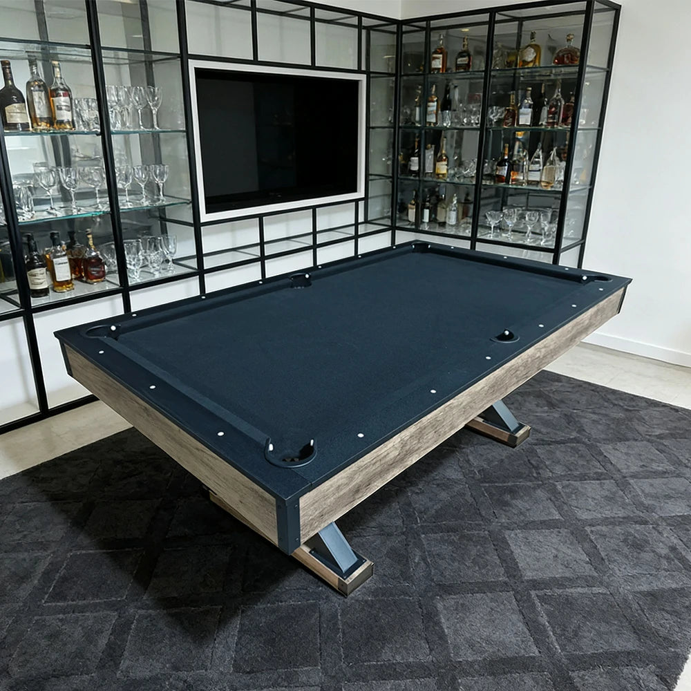 CUETIQ P046 7/8FT 3-in-1 Multi-Function Pool Table - Convertible to Ping Pong Table & Dining Table Top, MDF Construction - Black