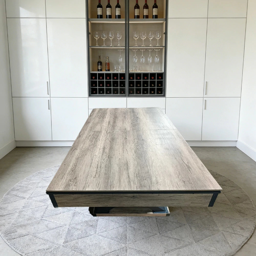 CUETIQ P046 7/8FT 3-in-1 Multi-Function Pool Table - Convertible to Ping Pong Table & Dining Table Top, MDF Construction - Black